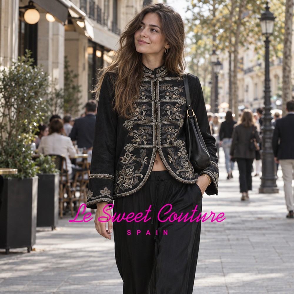 ZARA WOMAN FW26 BLACK ZW EMBROIDERED FROG FASTENING JACKET ALL SIZE 5107/251/800