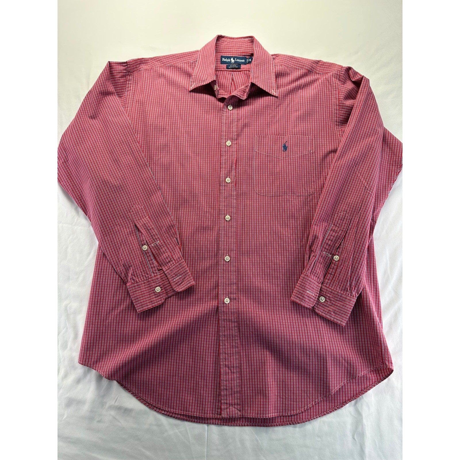 Ralph Lauren Blake Button Down Shirt Mens Medium Red Check Long Sleeve Cotton