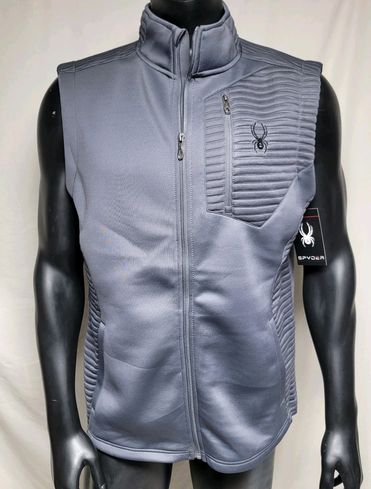 Spyder Full Zip Softshell Ribbed Vest Men Size 2XL #S16538-PR Polar Gray