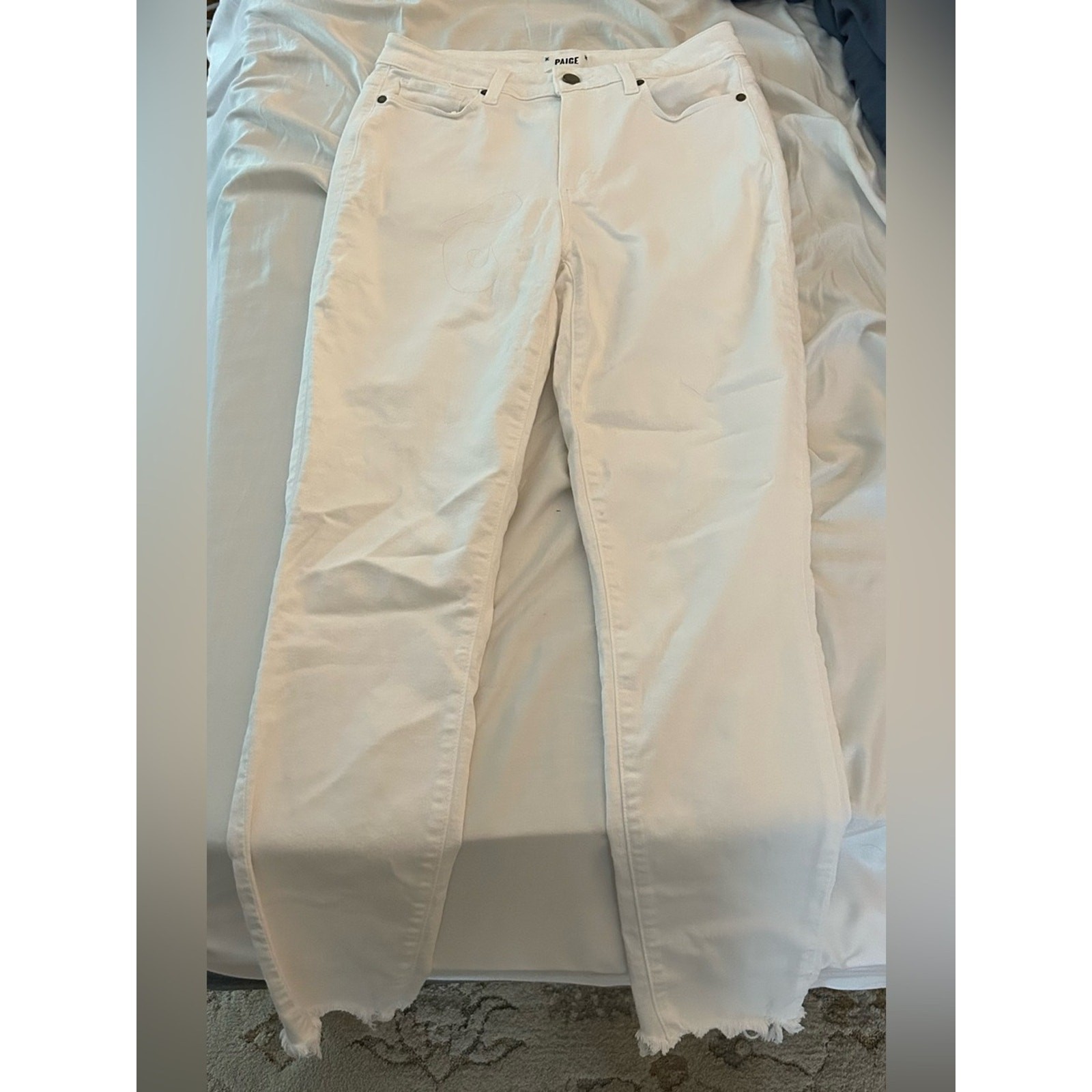 PAIGE White Hoxton Ankle High Rise Raw Hem Jeans Size 29