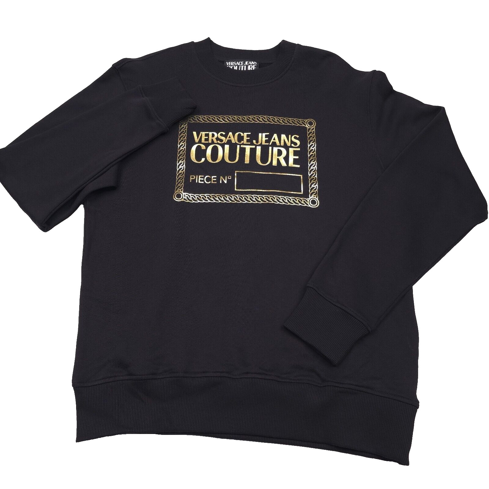 Versace Jeans Couture Sweatshirt Mens Small Black Gold Number Foiled Logo NWT