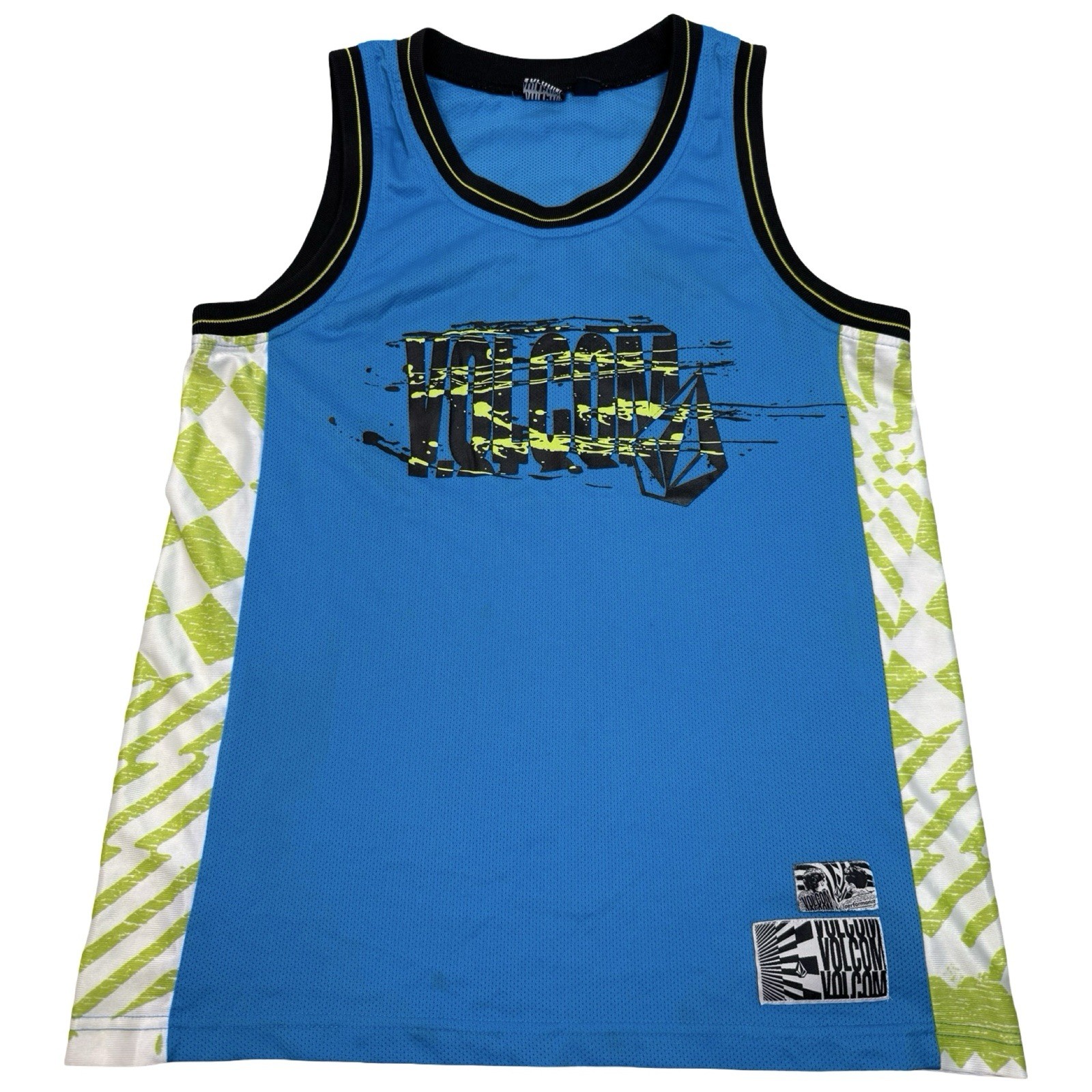 Y2K Volcom Stone Basketball Jersey Men’s Medium Blue Checkered