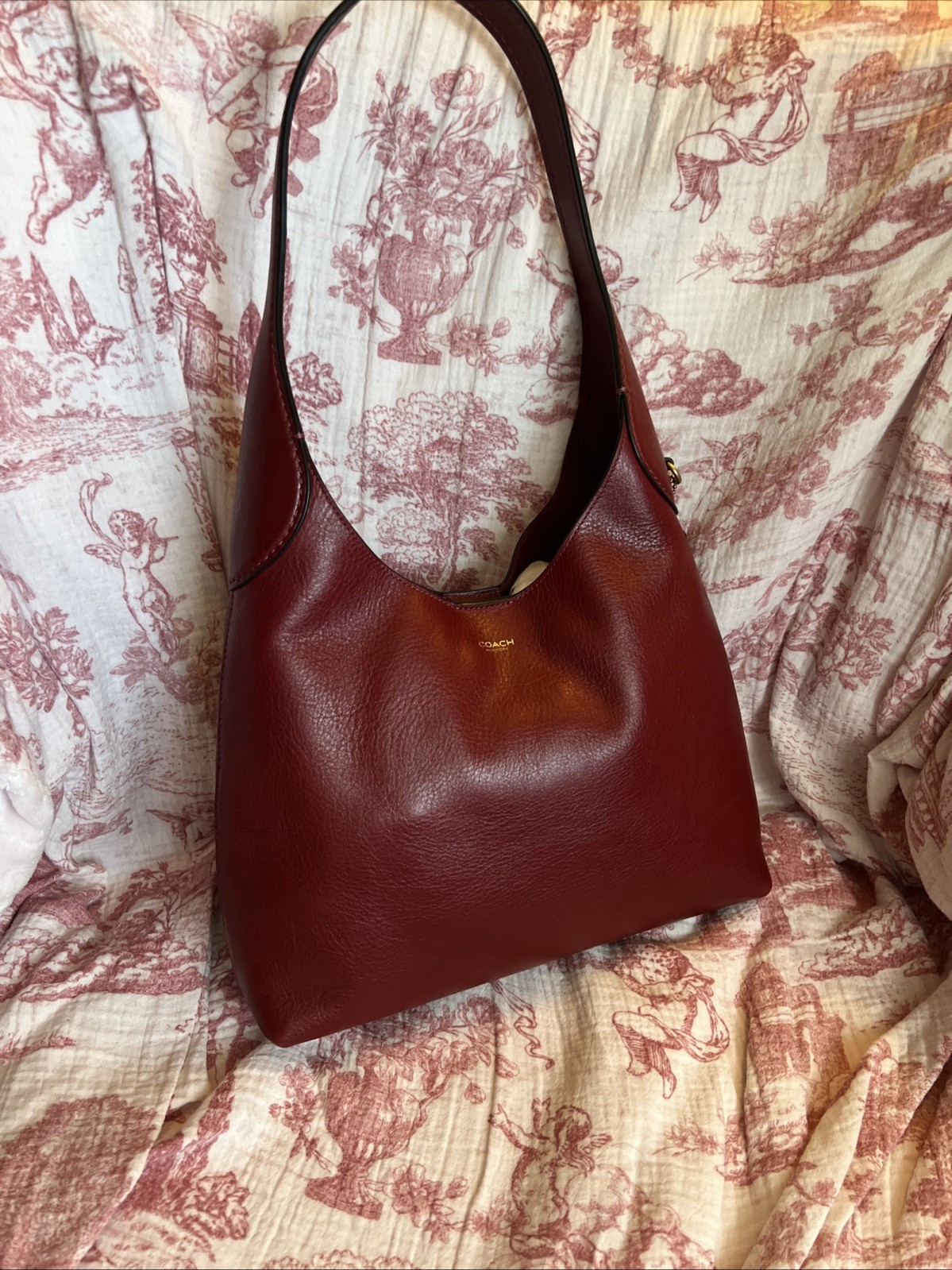 COACH Brooklyn 28 Leather Shoulder Bag Ruby Red CU068 Discontinued