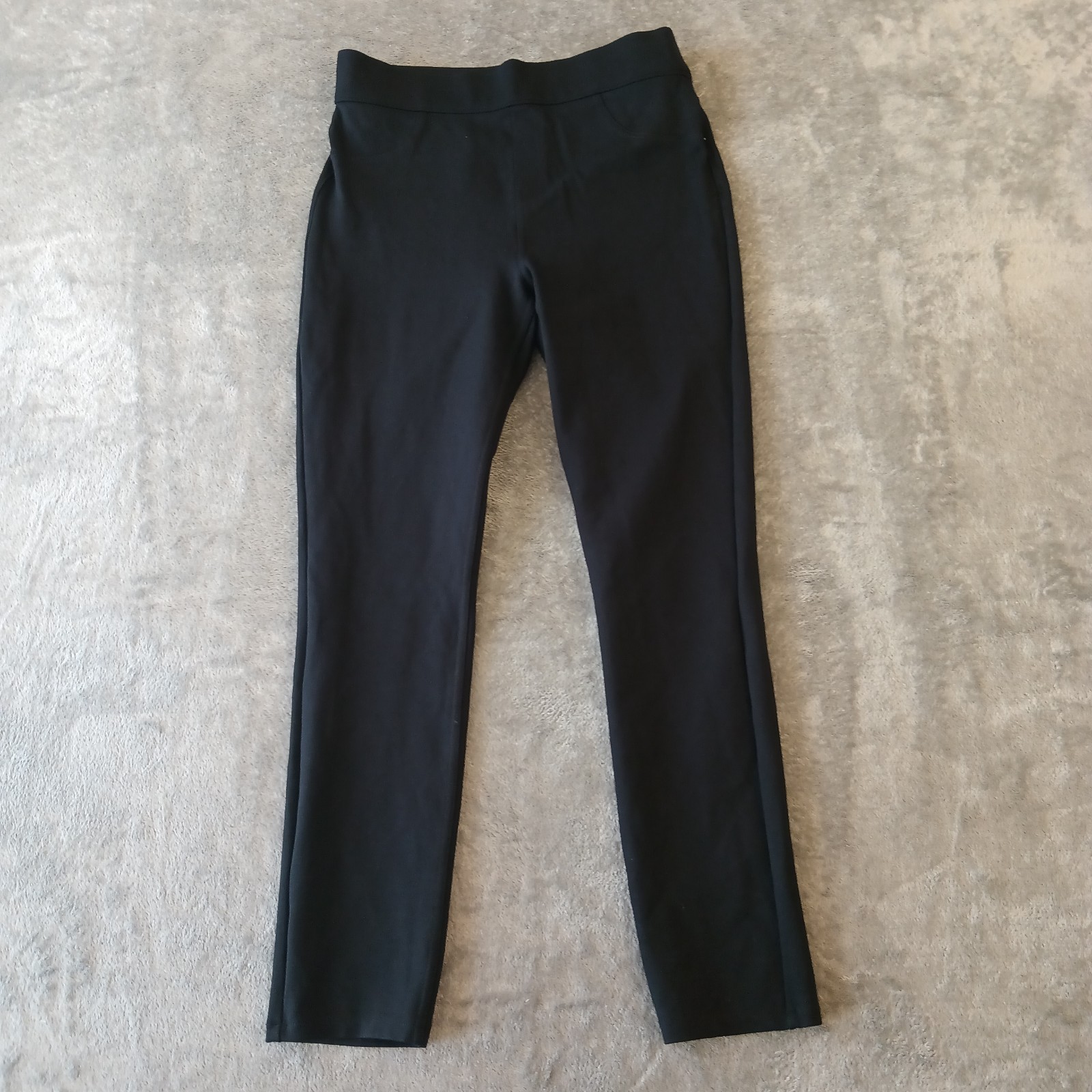 Spanx Ankle Pants Womens Medium Black Pull On Skinny Stretch 29x26 High Rise