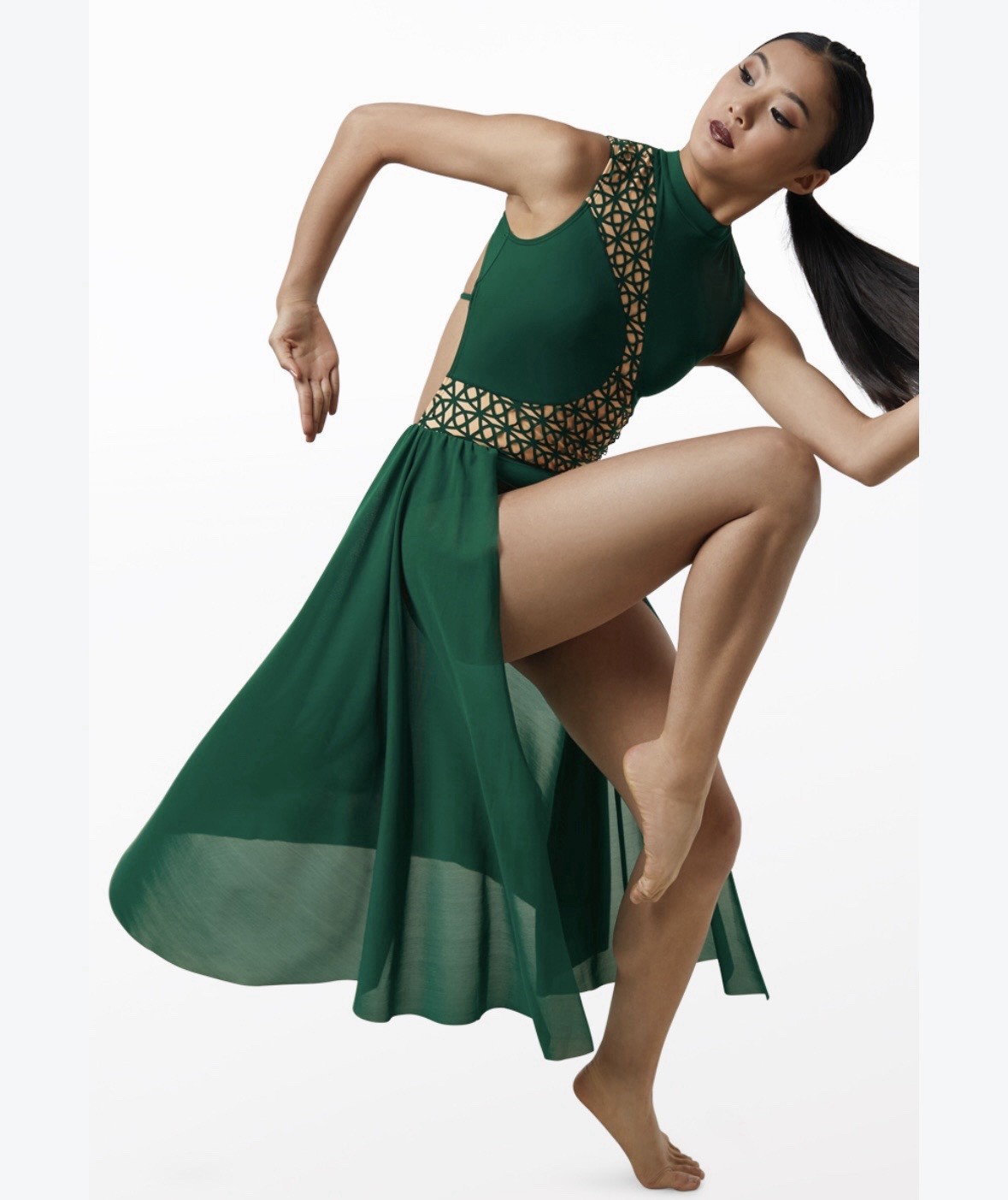 Weissman Elite Dancewear Laser Cut Emerald Green Competition D10765 Adult Small