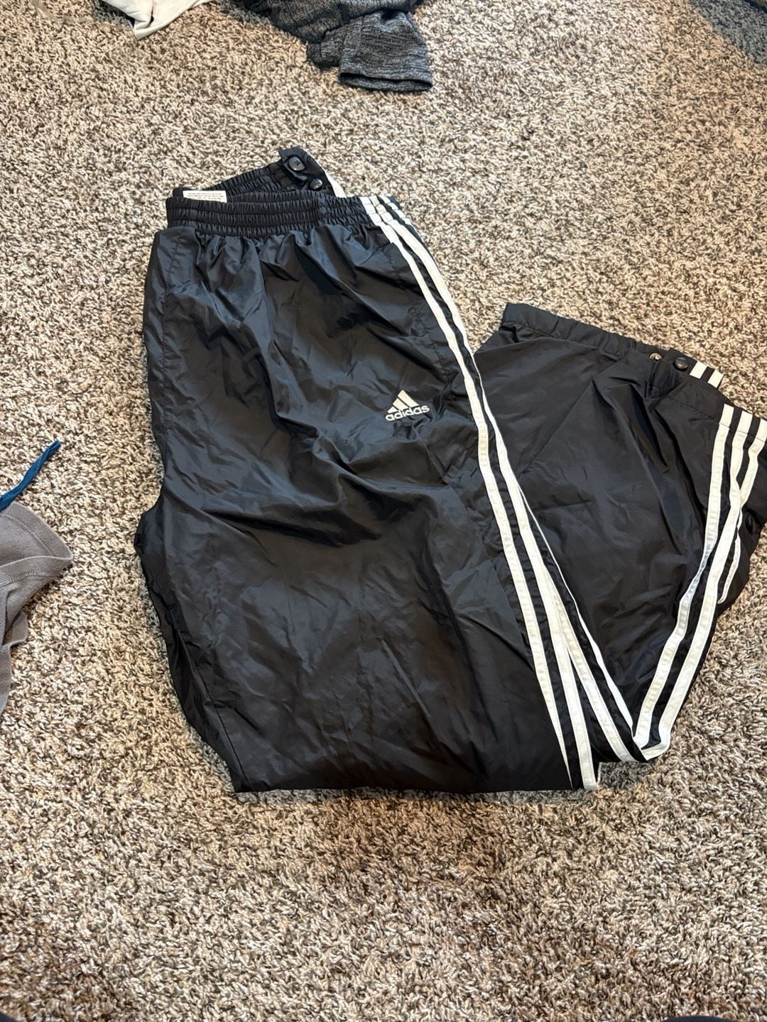 Adidas Team Breakaway Pants Size XL Black White Snap Track