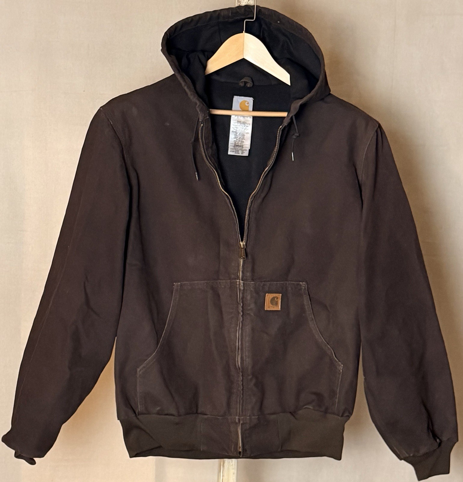 Carhartt J25 DKB Vintage Active Jacket Dark Brown Canvas Lined Men\'s Large T