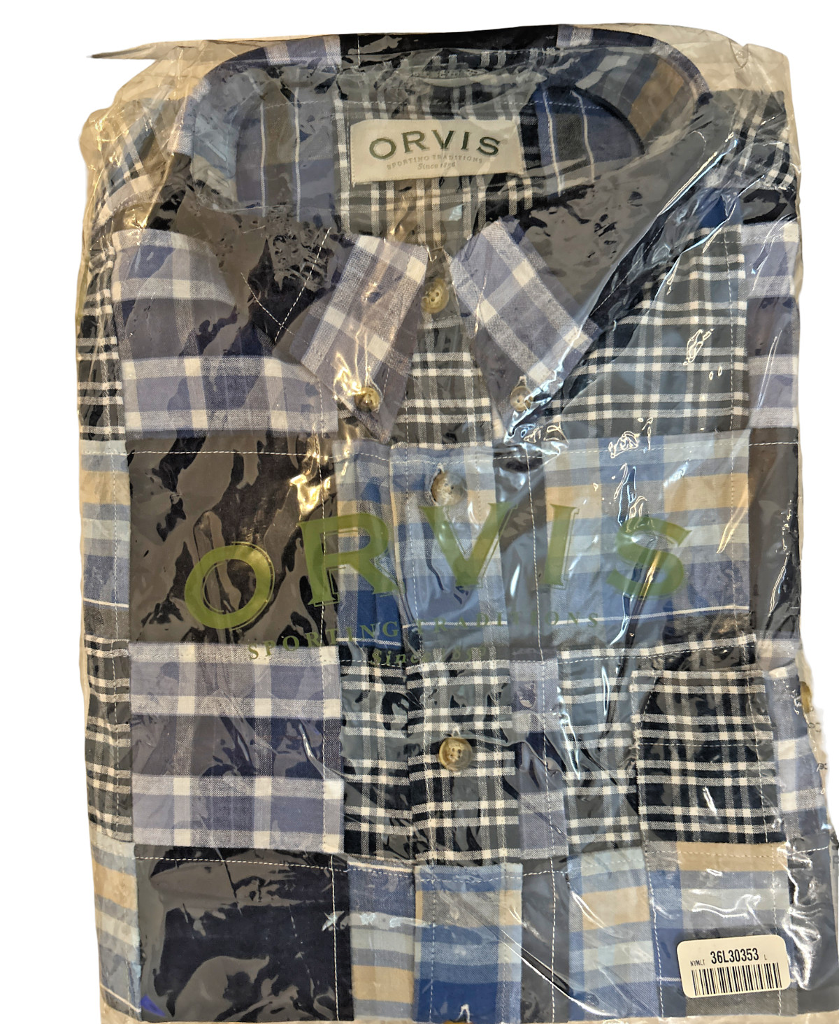 NEW Vintage Orvis Men\'s  XXLarge Madras Patchwork Shirt 100% Cotton Blue Plaid