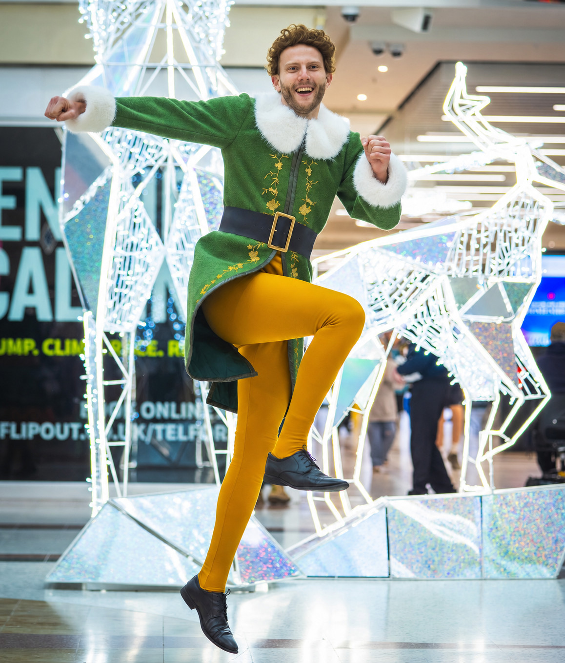 Buddy the Elf Men\'s Green Embroidered Coat Halloween Christmas Cosplay Costume