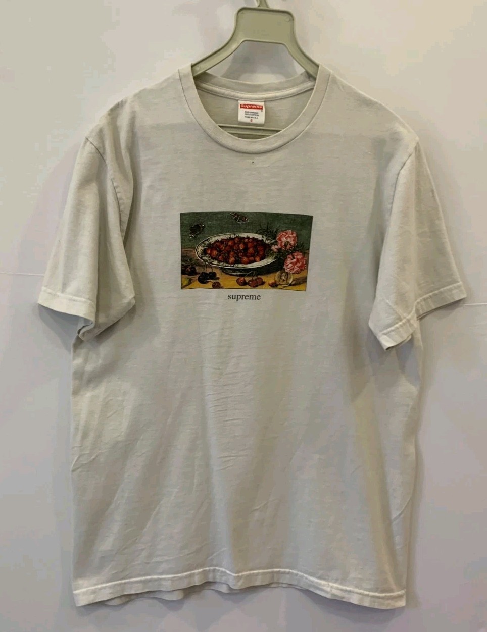 Supreme Strawberries Still Life Graphic T-Shirt Mens S White Made USA Skater#229