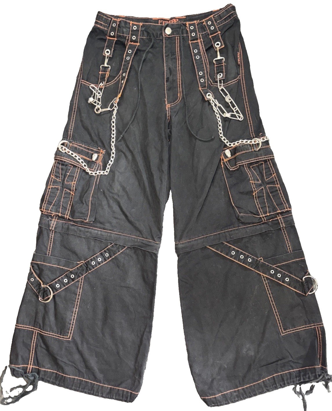 Vintage Tripp NYC Daang Goodman Black Orange Stitch Goth Rave Bondage Pant Sz M