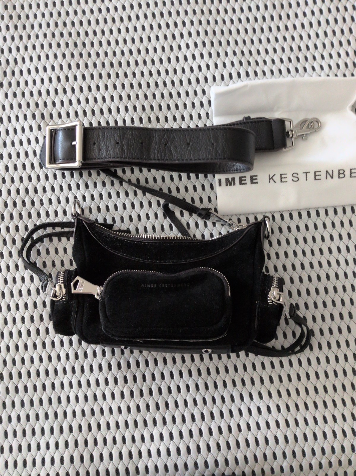 Aimee Kestenberg Black Leather Suede Shoulder Bag