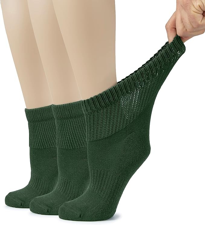 Women\'s Diabetic Ankle Cotton Socks, 3 Pairs, Shoe Size: 6-9/9-12, by Hugh Ugoli