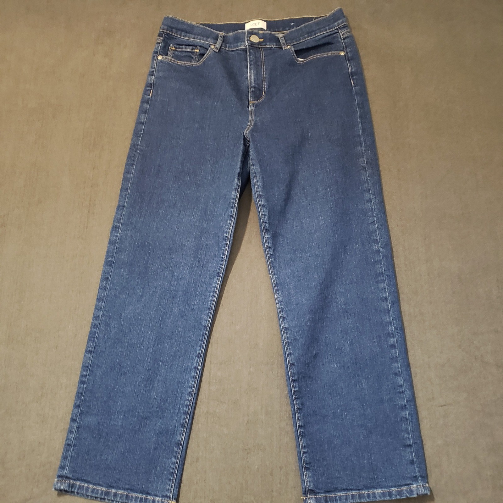 Loft Outlet Straight Leg Jeans Womens 10 Blue Dark Wash Stretch Denim