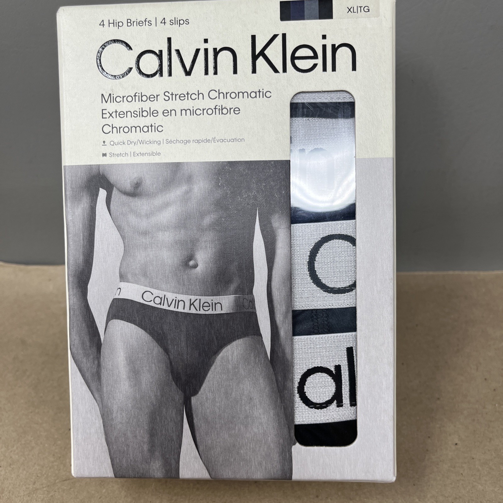 CALVIN KLEIN MICROFIBER STRETCH 4-PACK HIP BRIEF MEN\'S UNDERWEAR NWT XL