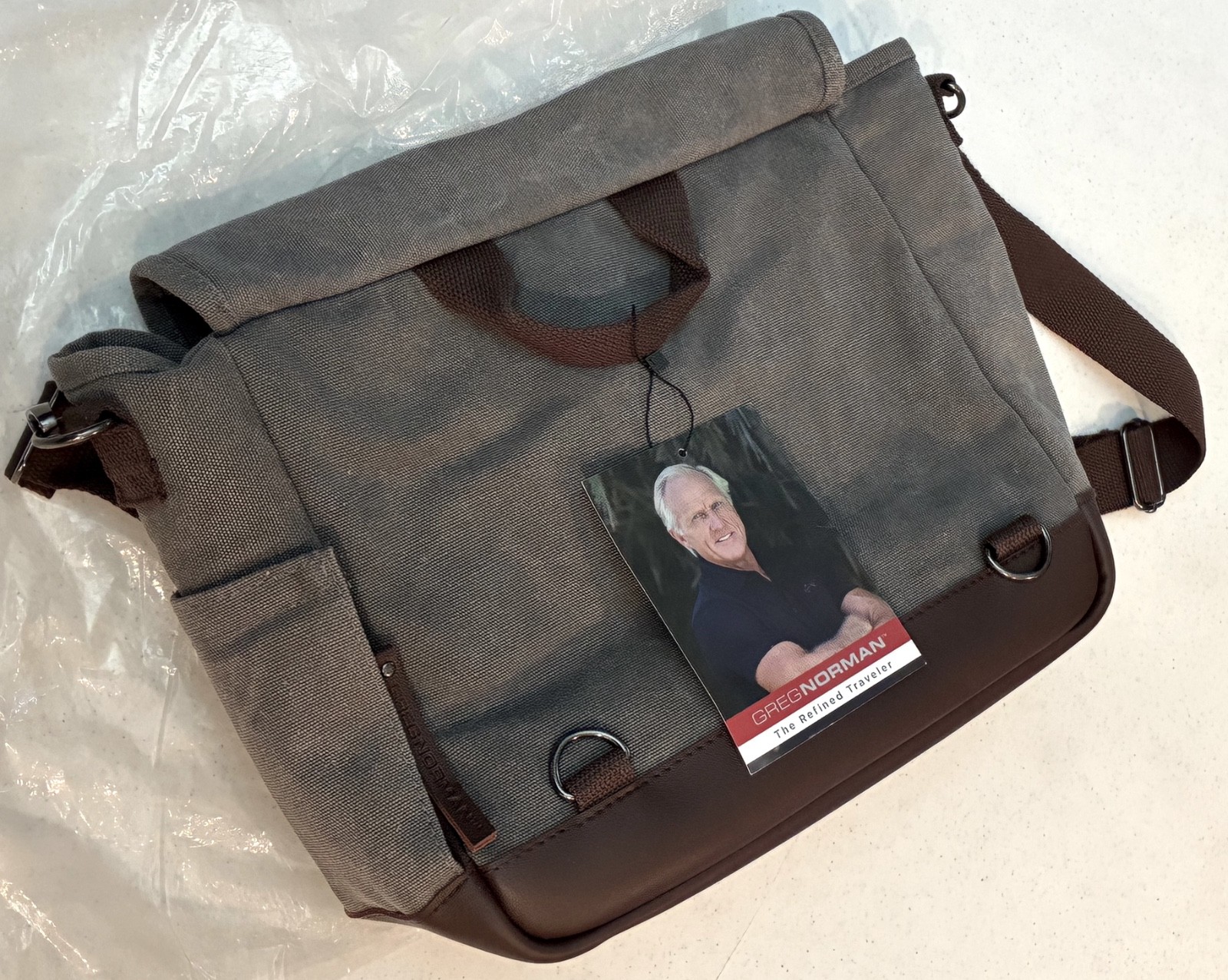 NWT Greg Norman The Refined Traveler Messenger Bag w/Corkscrew