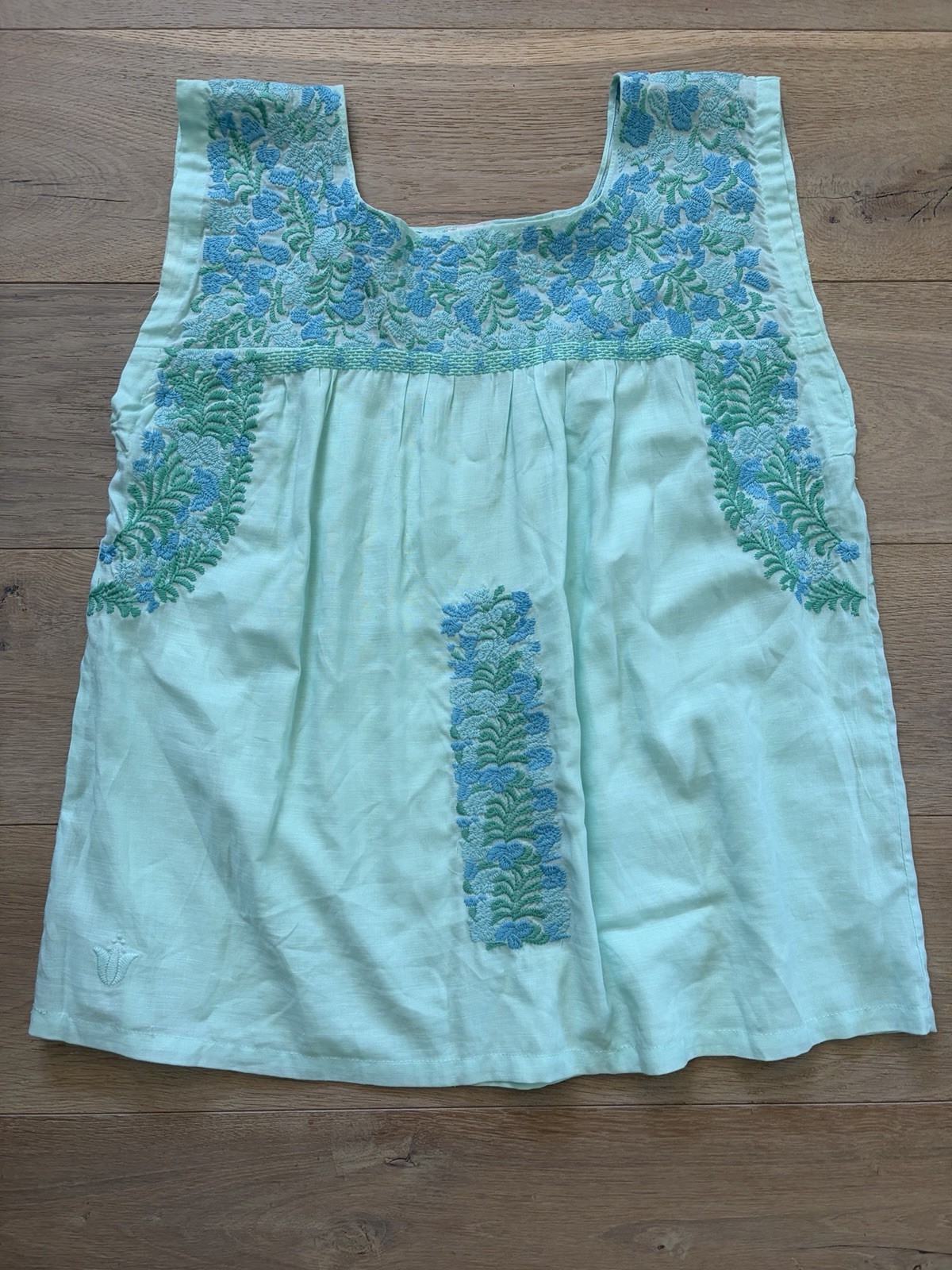 J.Marie Cotton Linen Blend Embroidered Floral Top Boho Casual Lightweight Large