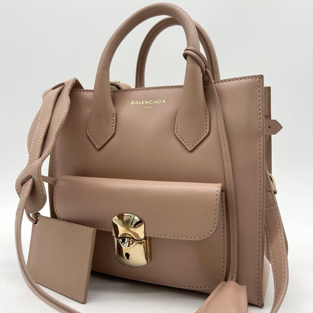Balenciaga All Afternoon 2way Leather Handbag Pink Beige Shoulder Bag