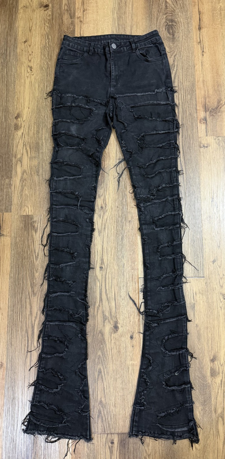 Guapi Black Stacked Jeans Obsidian Blood Diamond Aaron Wilhelm Grunge 32 X 46