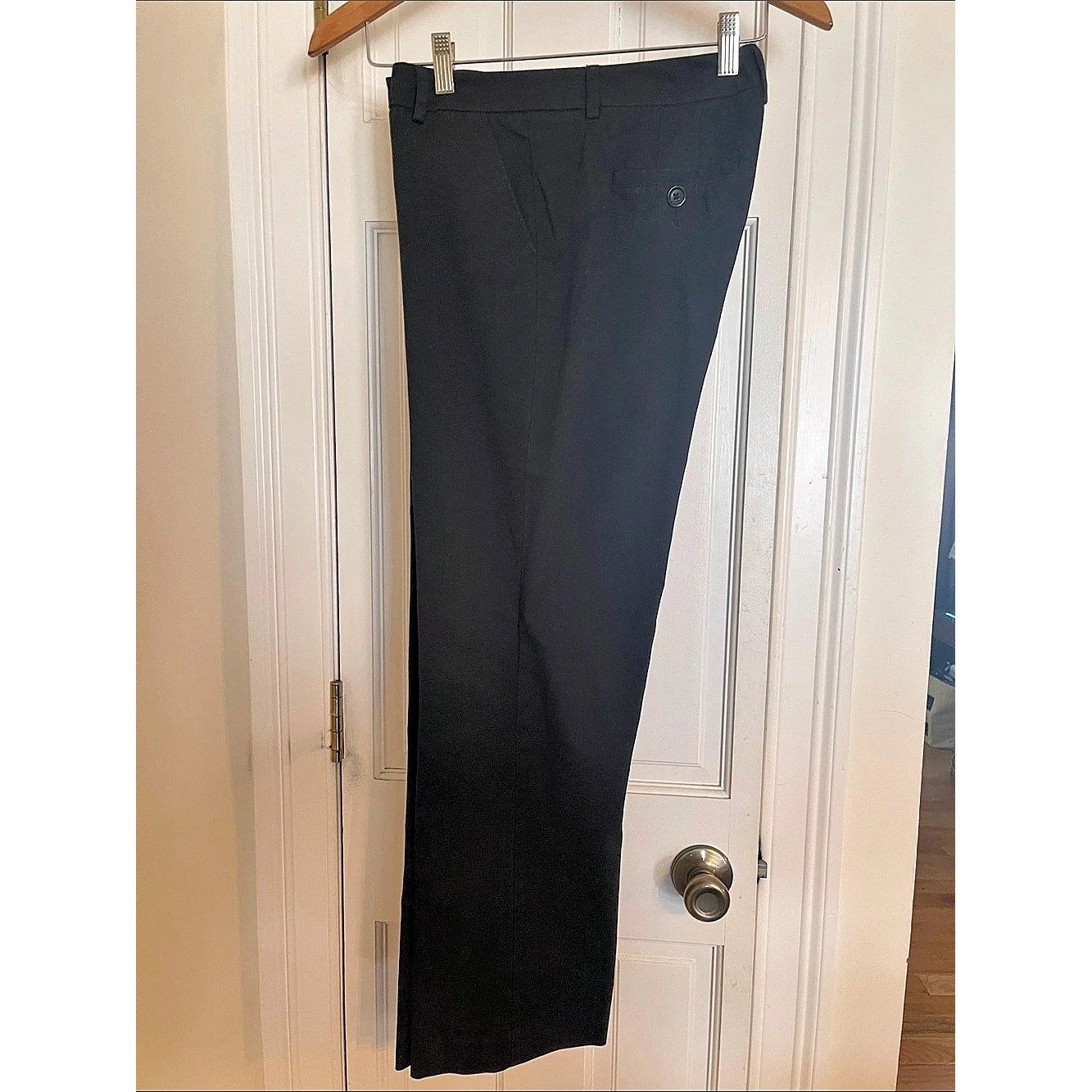 Talbots Petites Black Stretch Cotton Straight Leg Trousers Size 8P