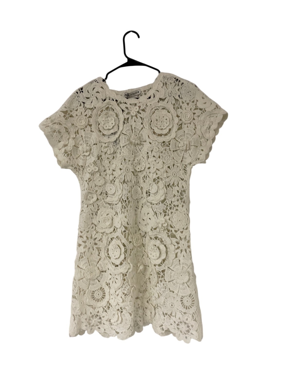 Zara ZW collection Womens Mini Dress Medium White Crochet Cotton 6895/062 NWT