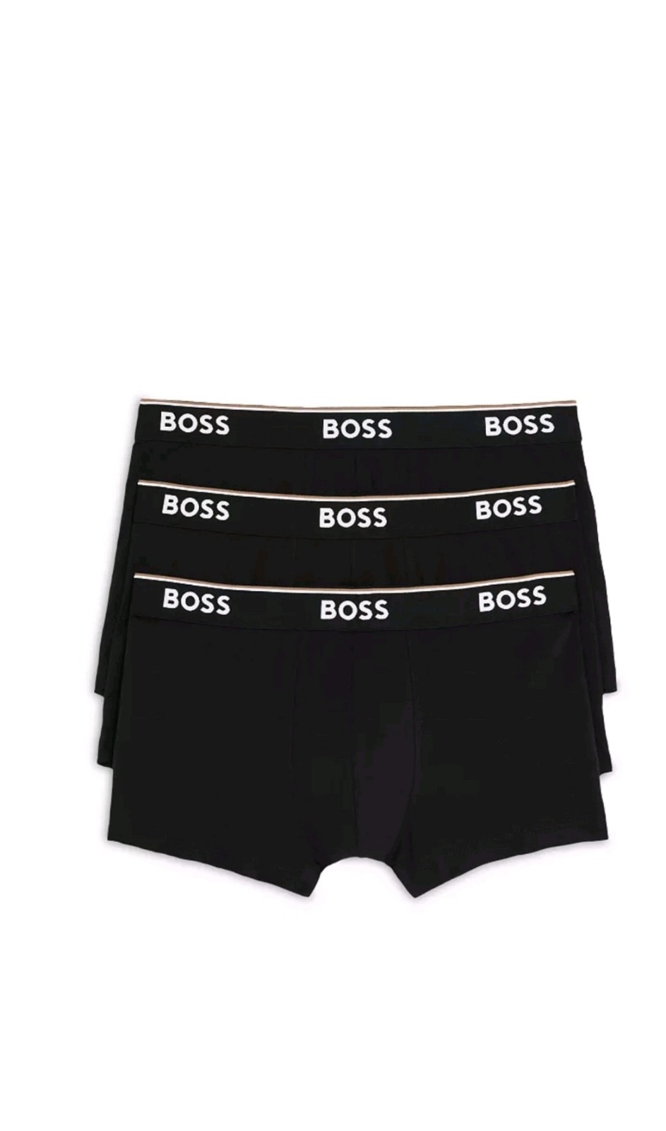 Hugo Boss Mens Power Cotton Stretch Boxer Trunk Underwear Black Size Medi 3 Pack