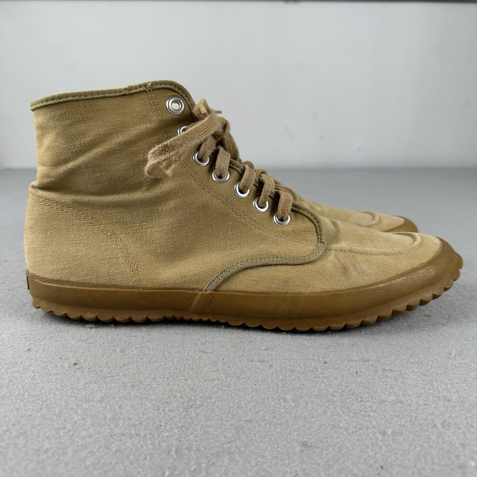 Vintage 60s LL Bean Canvas High Top Boots Men’s 13 Brown Lace Up Hiking