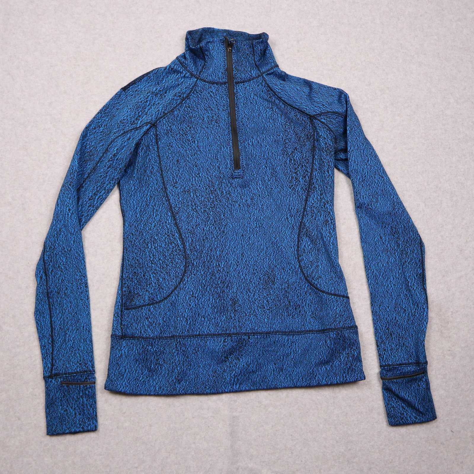 Lululemon 1/4 Zip Pullover Womens 4 Blue Long Sleeve Mock Neck Running Top