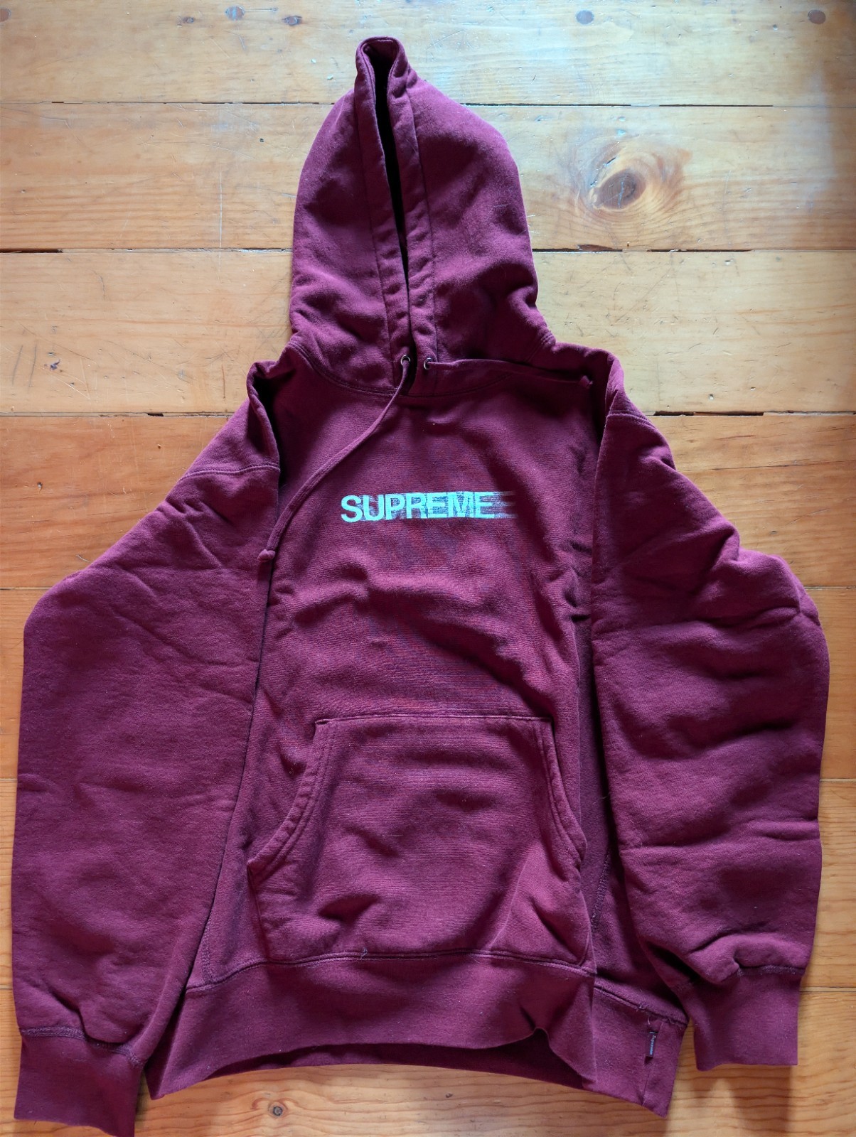2023 Supreme Motion Logo Hoodie Maroon Size Small