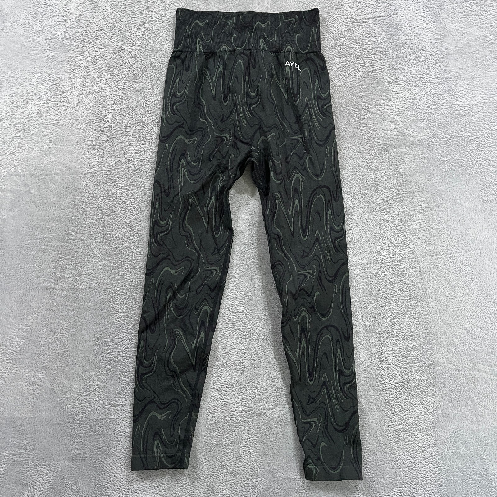 AYBL Empower Seamless Leggings Gray Wave Pattern Medium Workout Gym Yoga