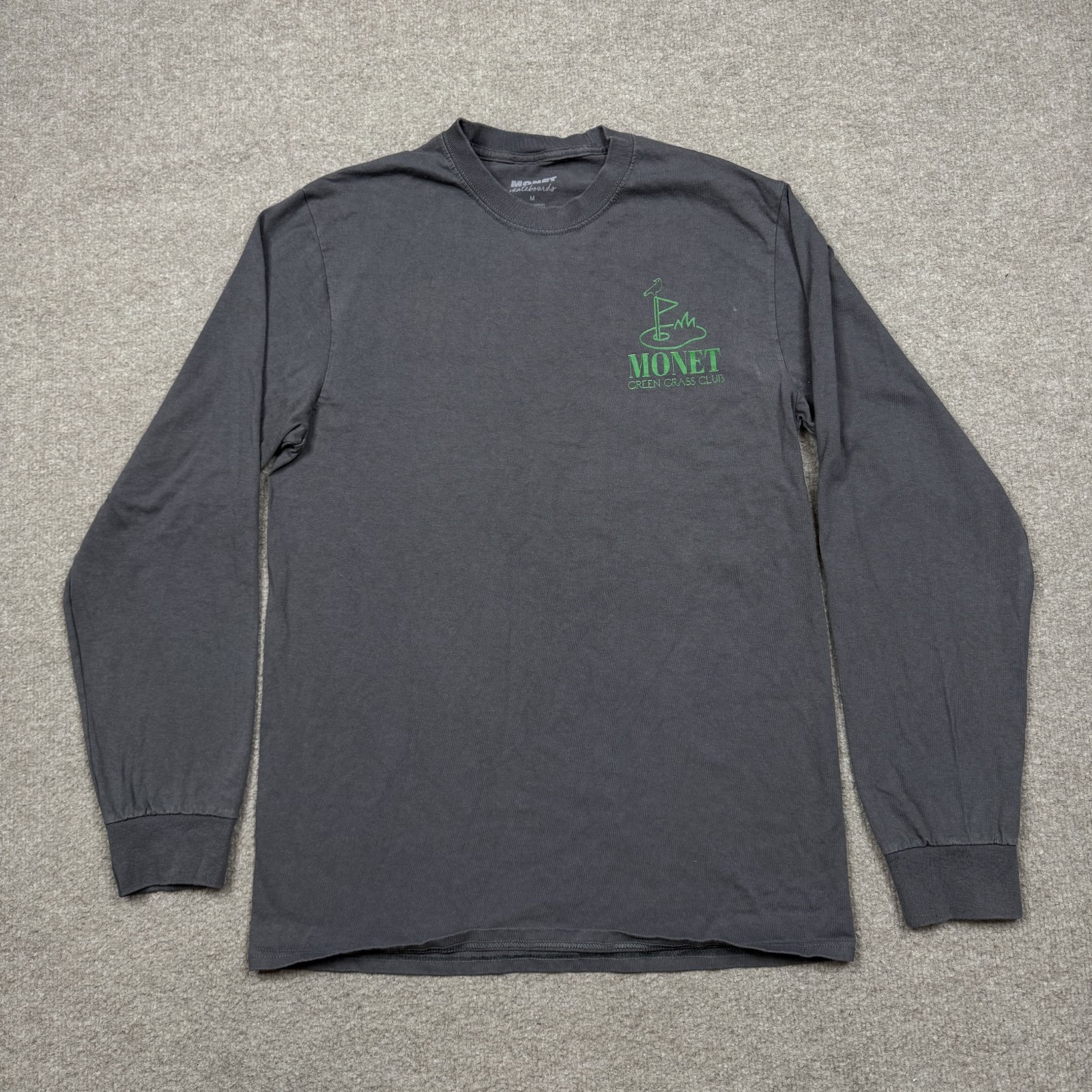 Monet Skateboards Men\'s Shirt Size M Gray Long Sleeve Crew Neck Streetwear Adult