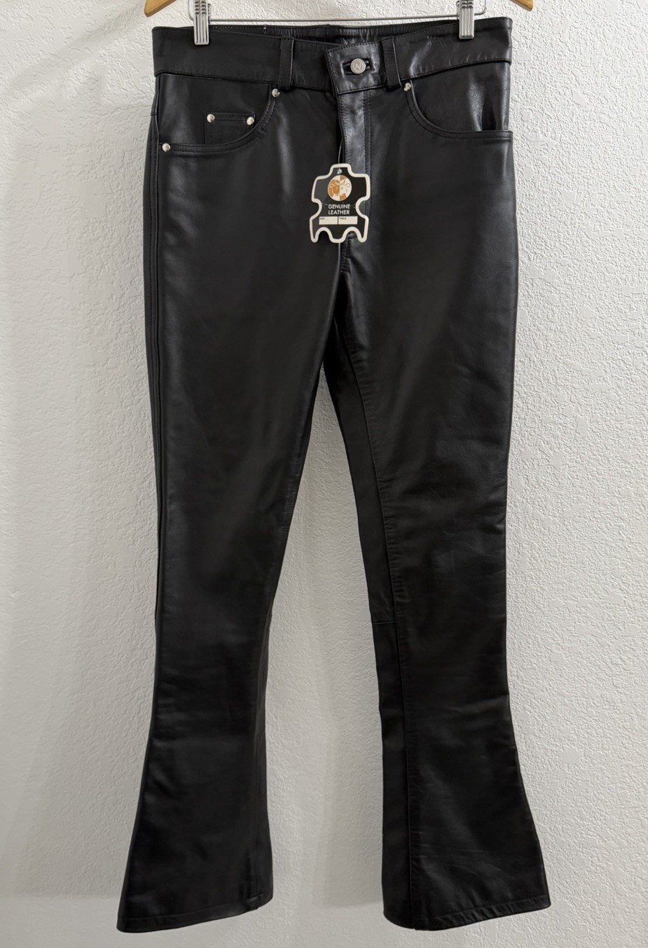 Nyrva Flared Black Leather Pants Size 32