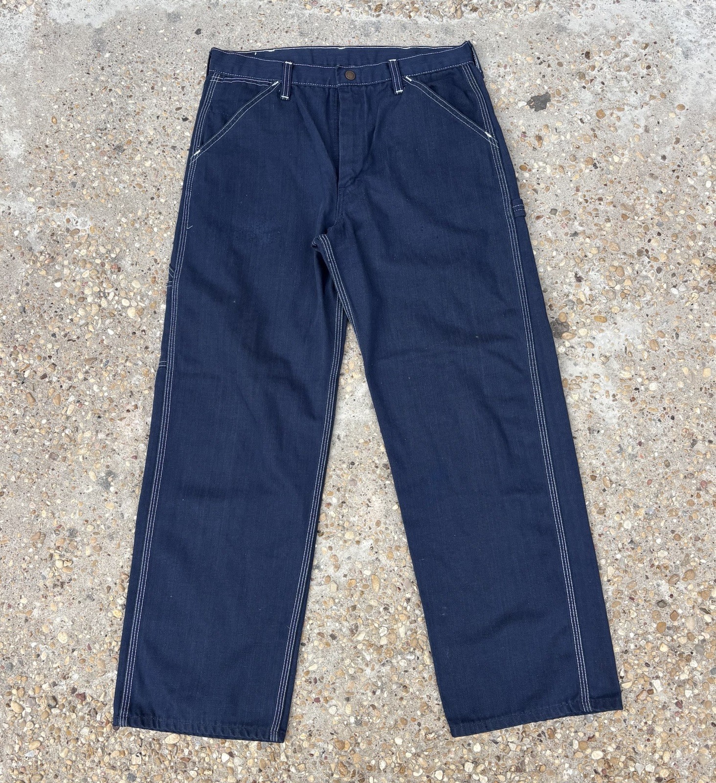 Vtg 60s 70s Denim Carpenter Blue Jeans Dungarees Workwear Painter Jeans 30x28