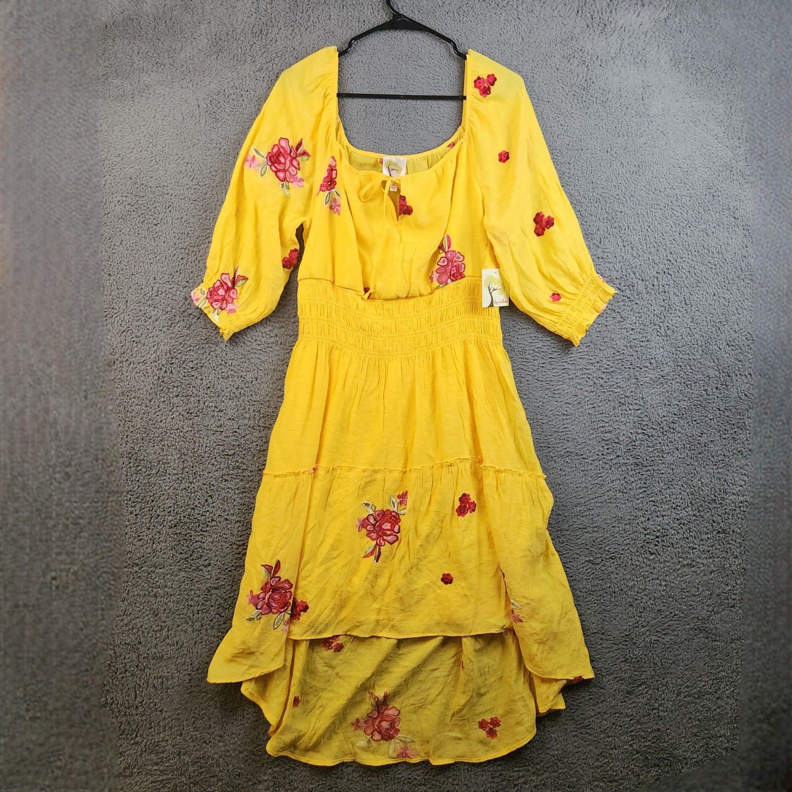 Fig Flower Anthropologie Womens XL Half Sleeve Tiered Embroidered Midi Dress NWT