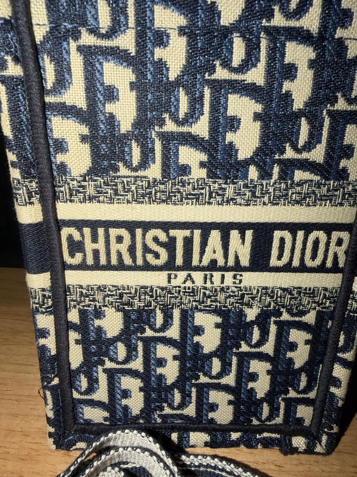 AUTHENTIC Christian Dior Blue Oblique Mini Vertical Book Tote Crossbody Bag 23\