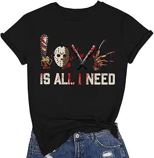 Love is All I Need Halloween Squad Shirt Women Novelty Horror Movies T-Shirt Hal
