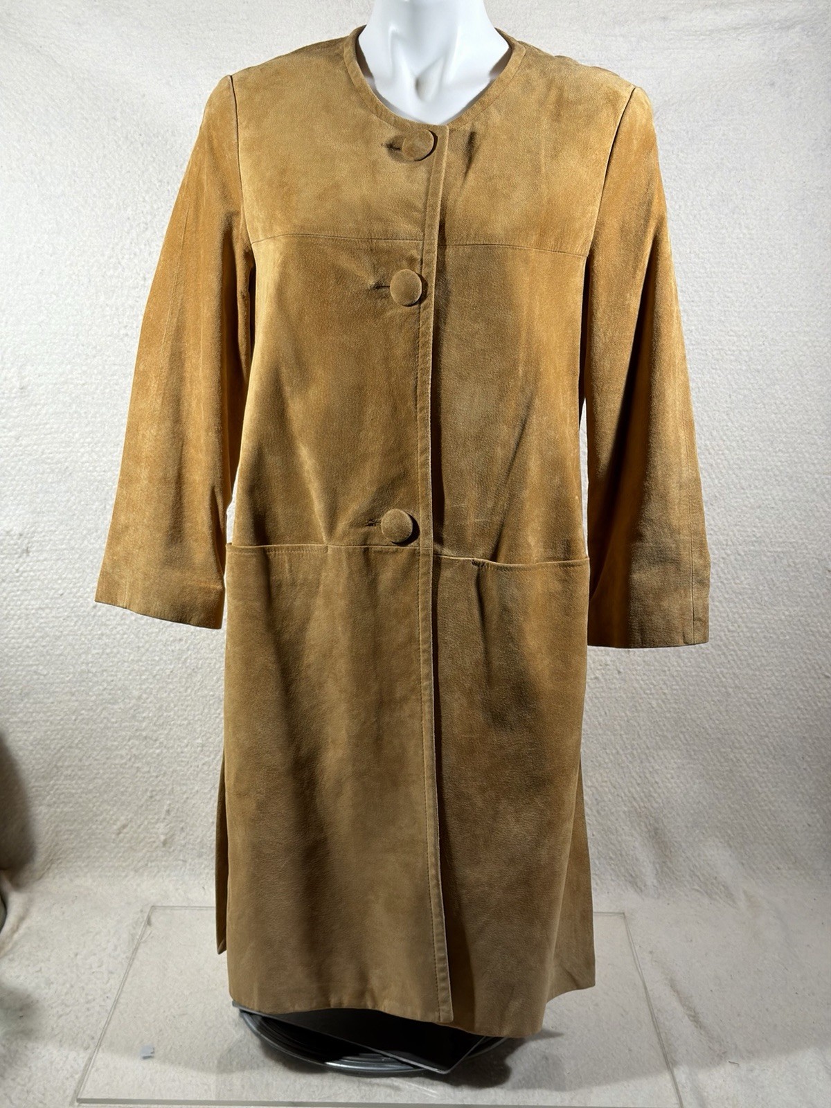 Cambridge Dry Goods Womens Medium Suede Leather Coat Tan Boho Western Vintage