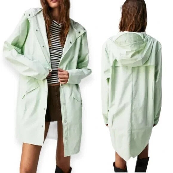 NEW * RAINS LONG MINERAL Waterproof Jacket Unisex - Sz LARGE