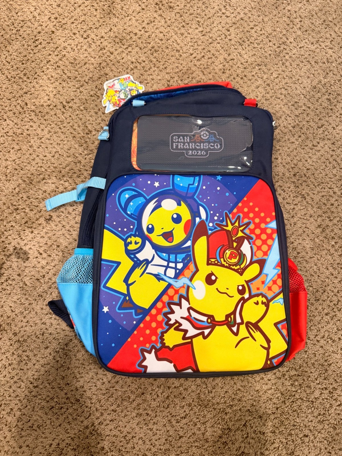 Pokemon Worlds 2026 San Francisco XP Pikachu Backpack Astronaut Crown Navy NWT