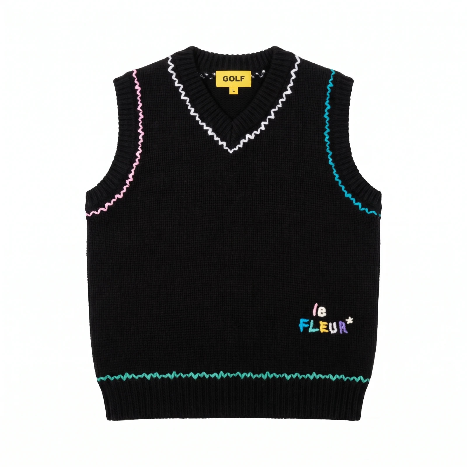 Golf Le Fleur Black Craggy Knit Sweater Vest( tyler the creator)