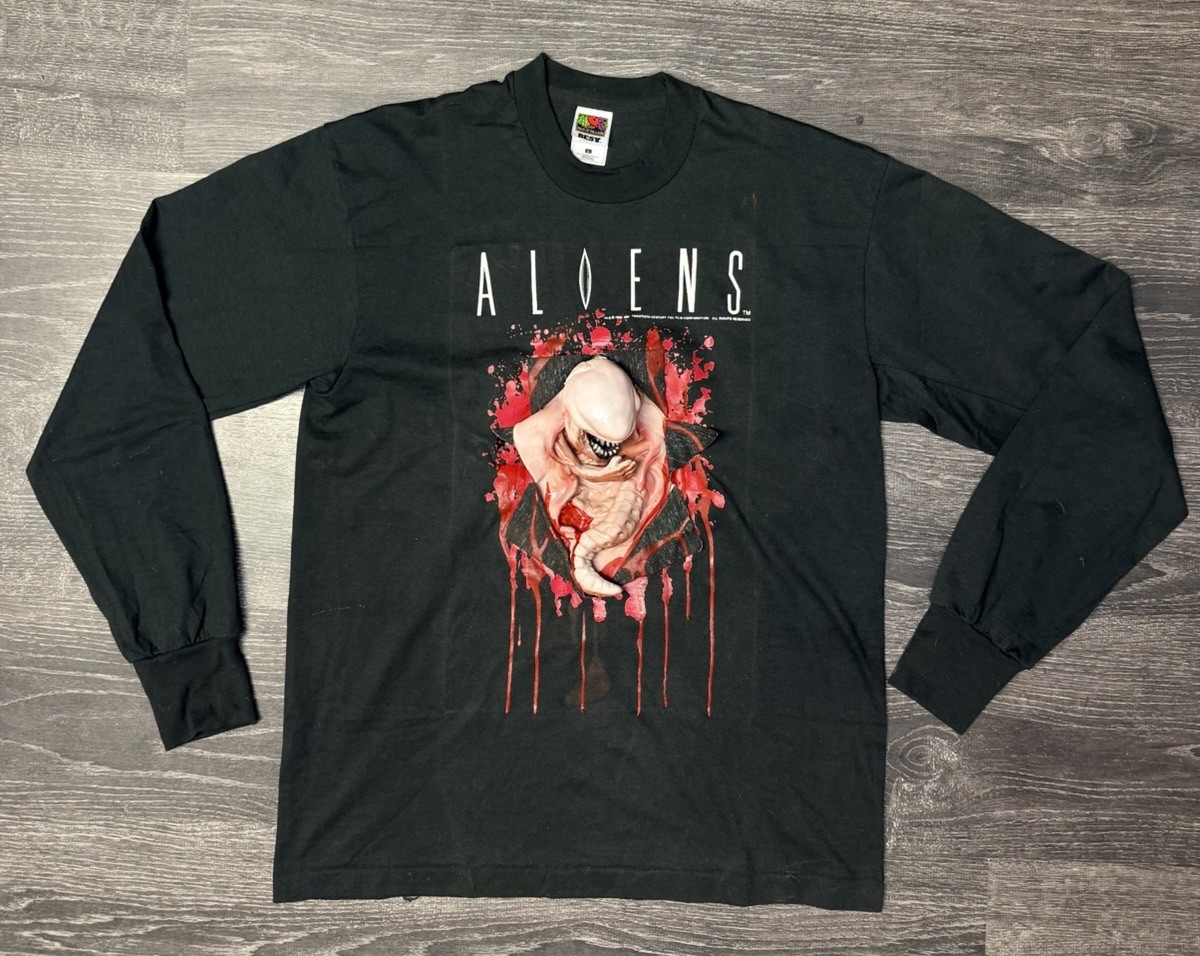 Vintage Alien Shirt Mens Large Black 90s Halloween Chest Buster Movie Promo Rare