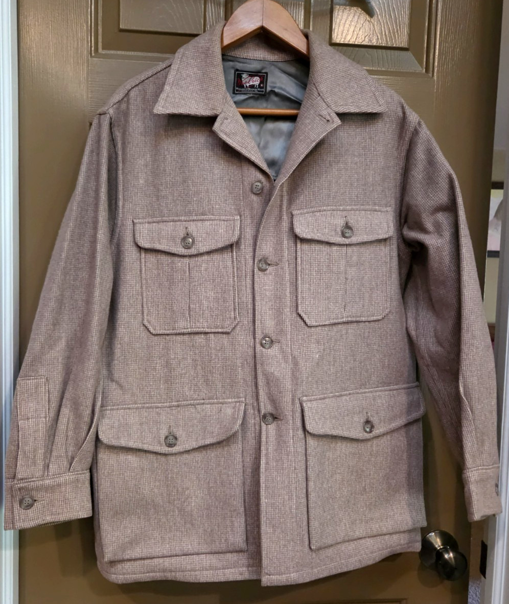 VINTAGE 50s Woolrich Mackinaw Cruiser Shacket Jacket Herringbone Wool USA Mens M