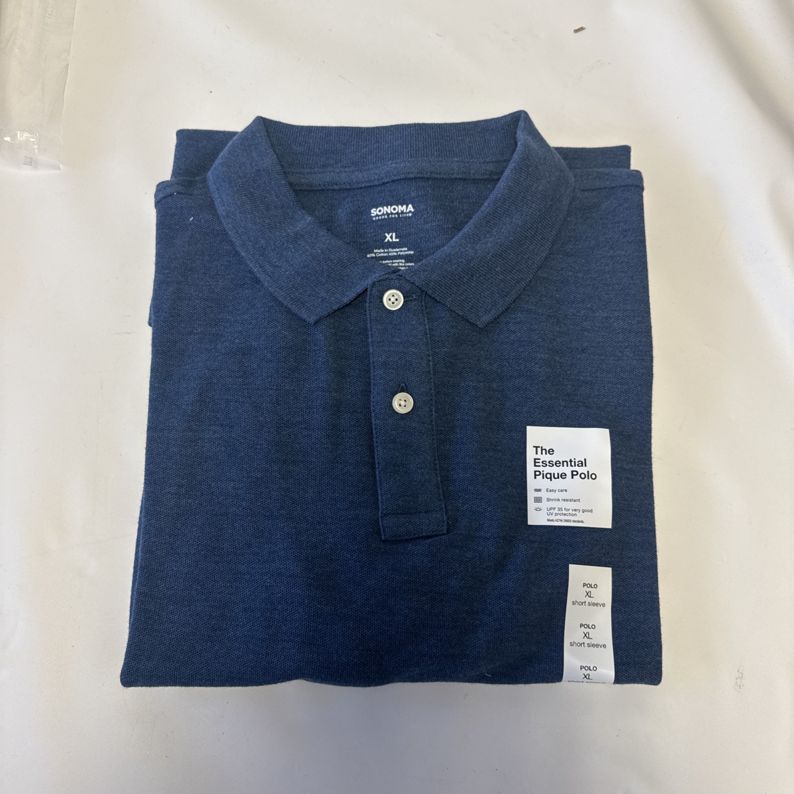 SONOMA Goods for Life Mens XL Blue Supersoft Pique Polo Shirt Short Sleeve