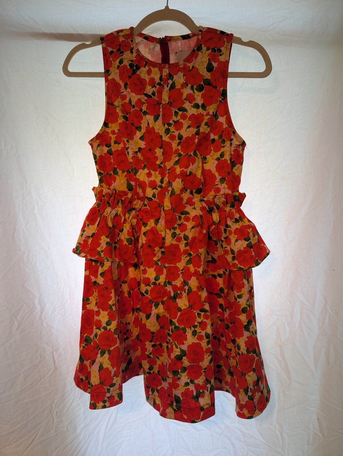 Kika Vargas Gabriela Mini Dress Red Rose Floral Cotton NWT Sz S