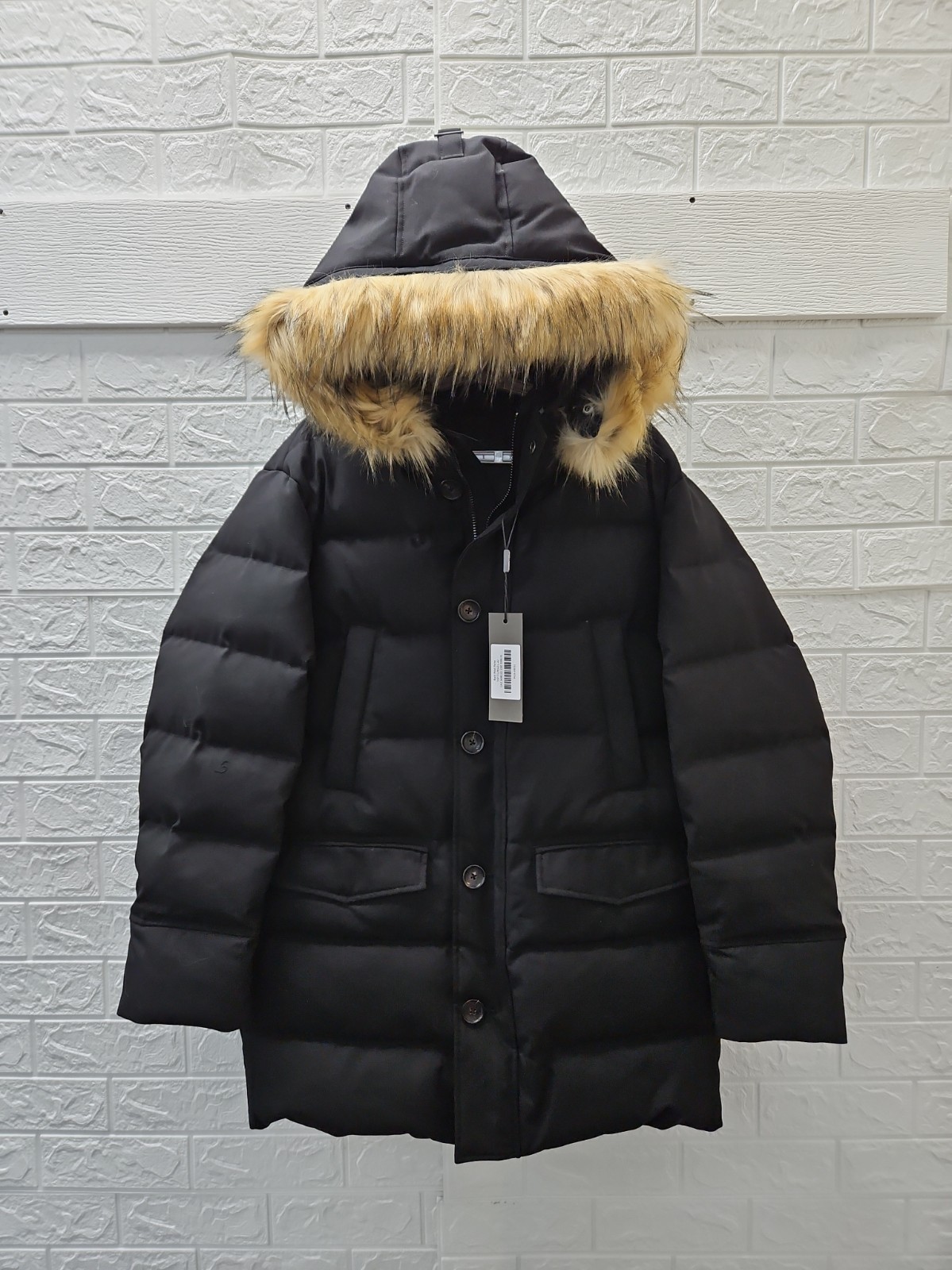 New Spier & Mackay Wool Men\'s Black Classic Parka Fur Hoodie Sz L 42
