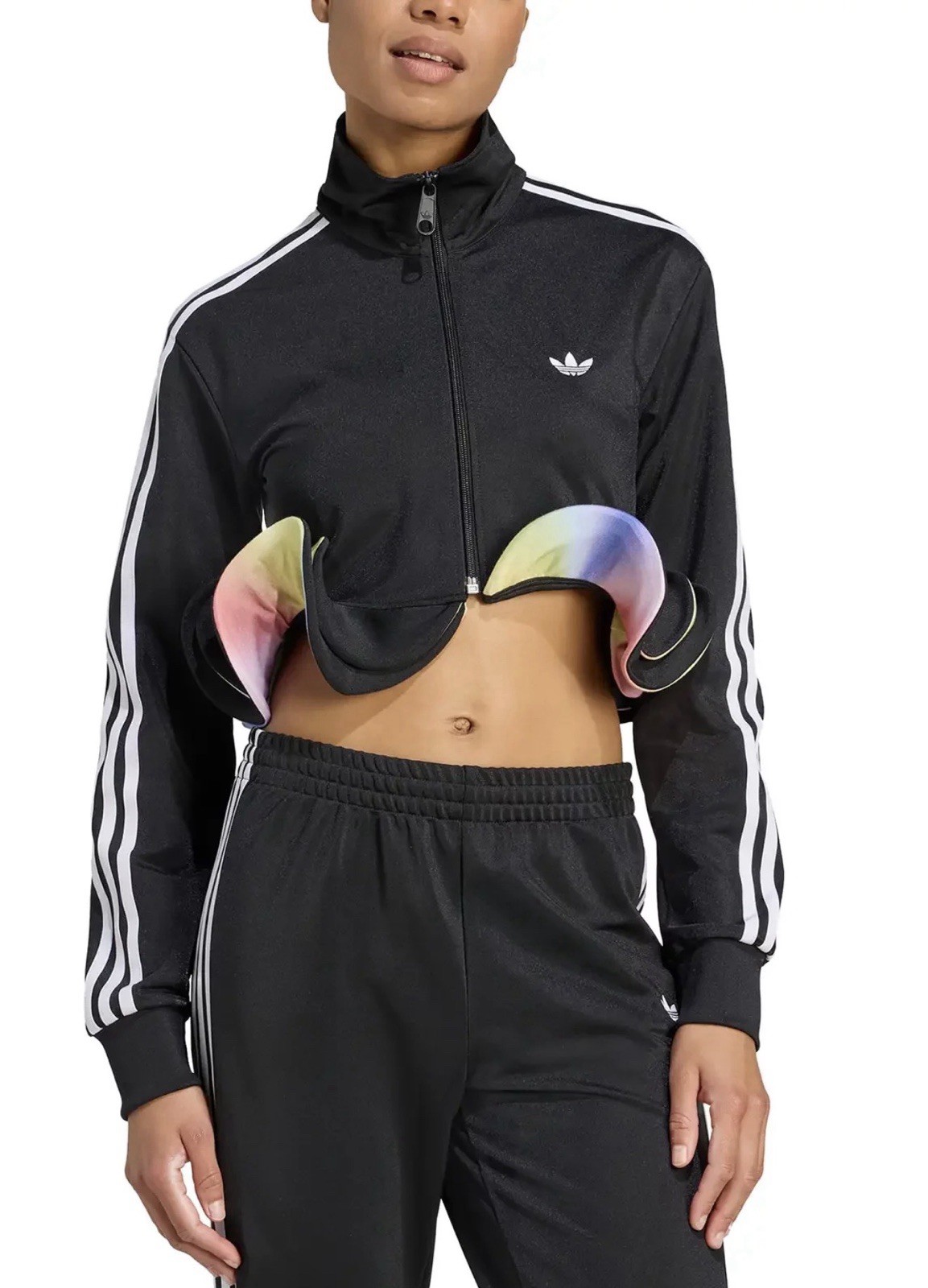 NWT Adidas x Jeremy Scott Ruffle TT Track Top Jacket Women’s 2 Black JW0828 $180
