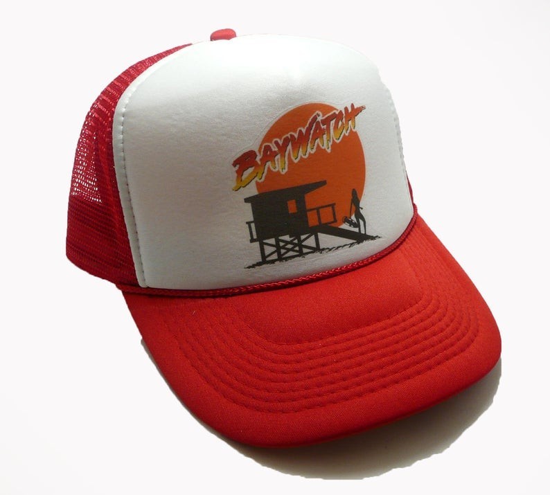 Vintage Baywatch Lifeguard Foam Front Trucker Hat Snapback Mesh Cap