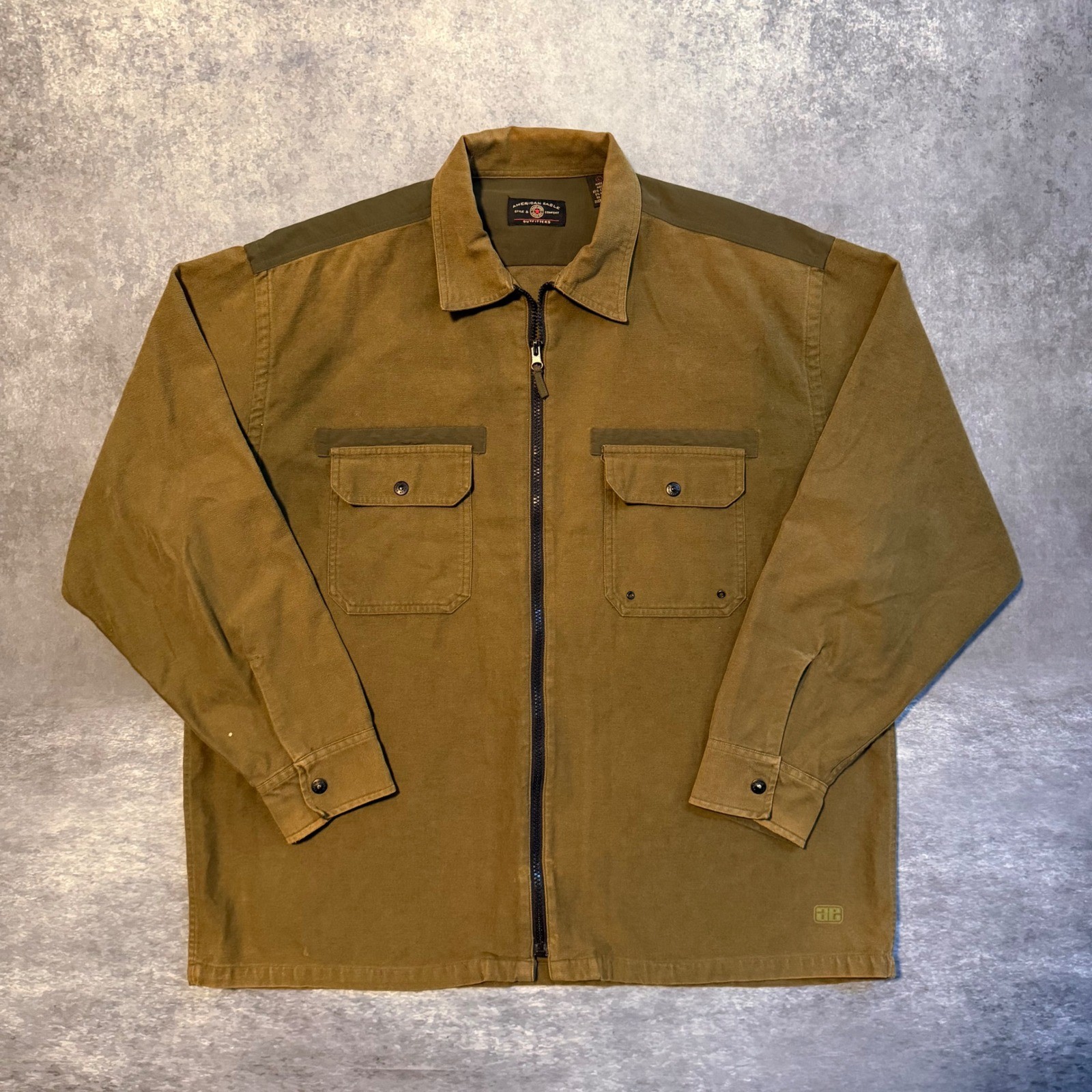 VTG American Eagle Outfitters Mens Large Green Full Zip Canvas Work Jacket Coat