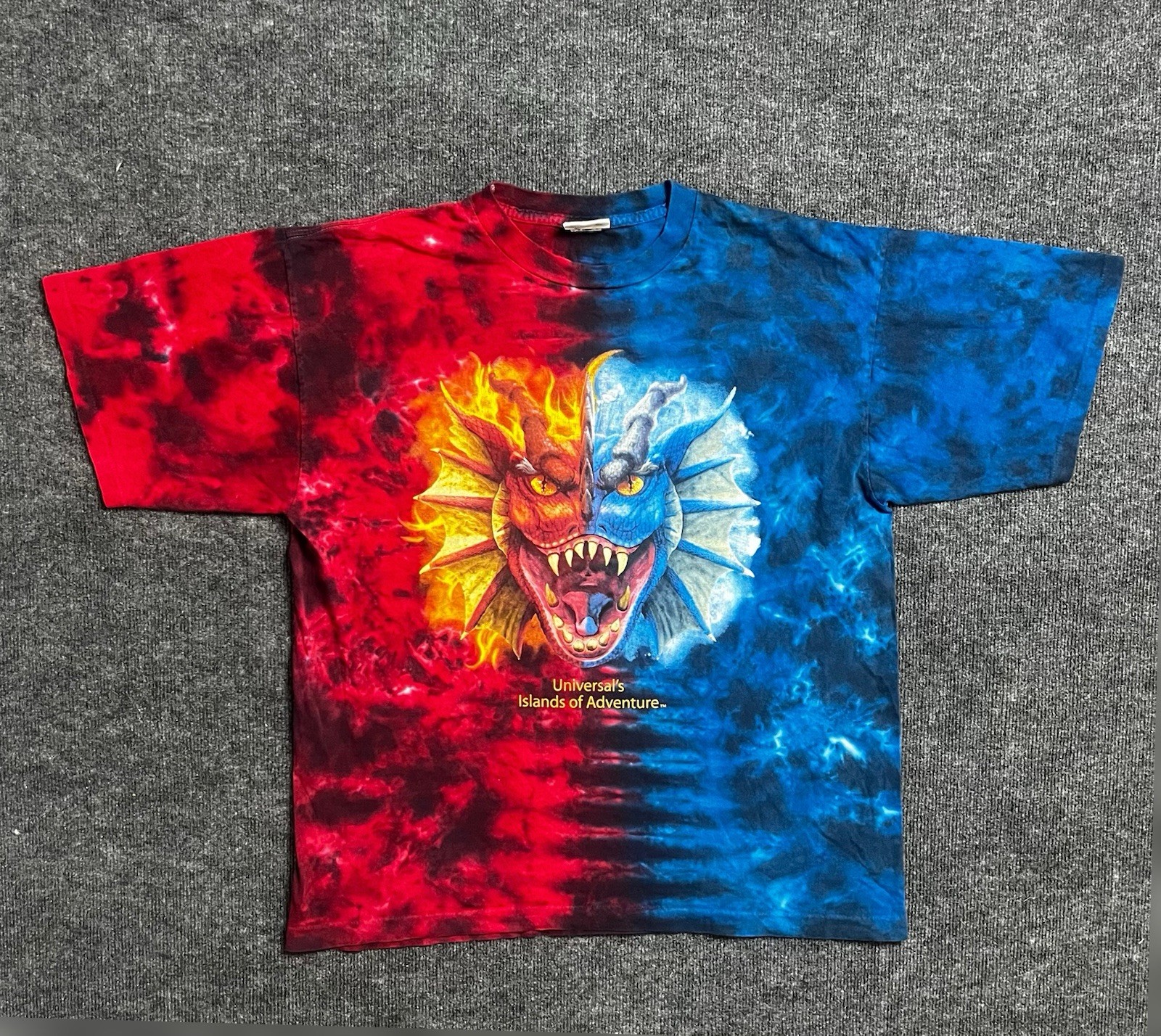 Vintage Universal Studios Islands of Adventure Dueling Dragons Tie-Dye Shirt XL