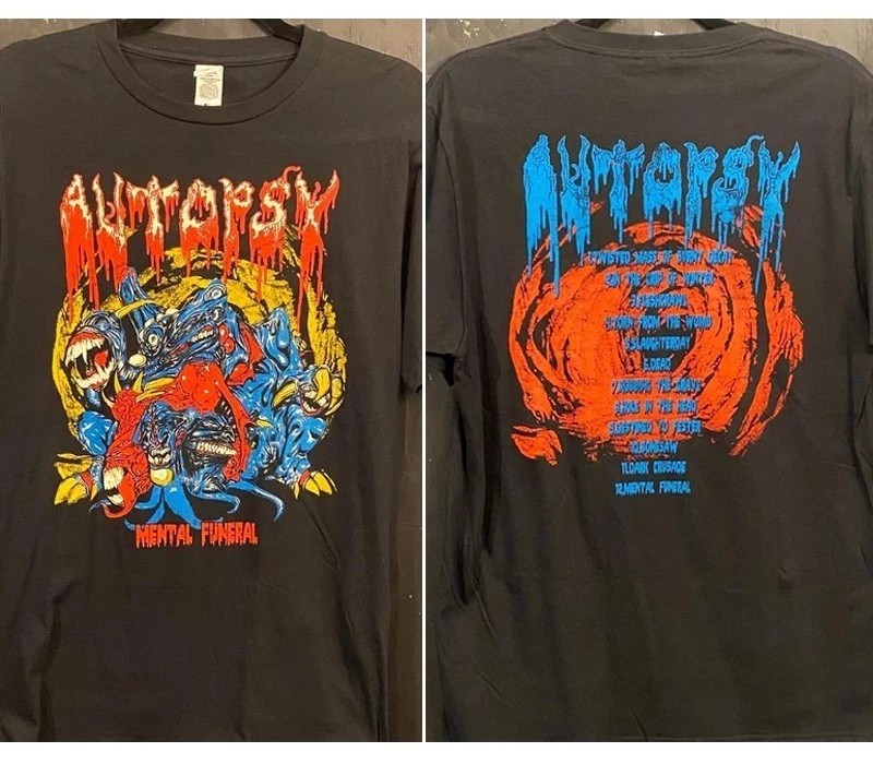 Autopsy Mental Funeral T-Shirt Rare Design Black tee 2 sided Classic Style S-5XL